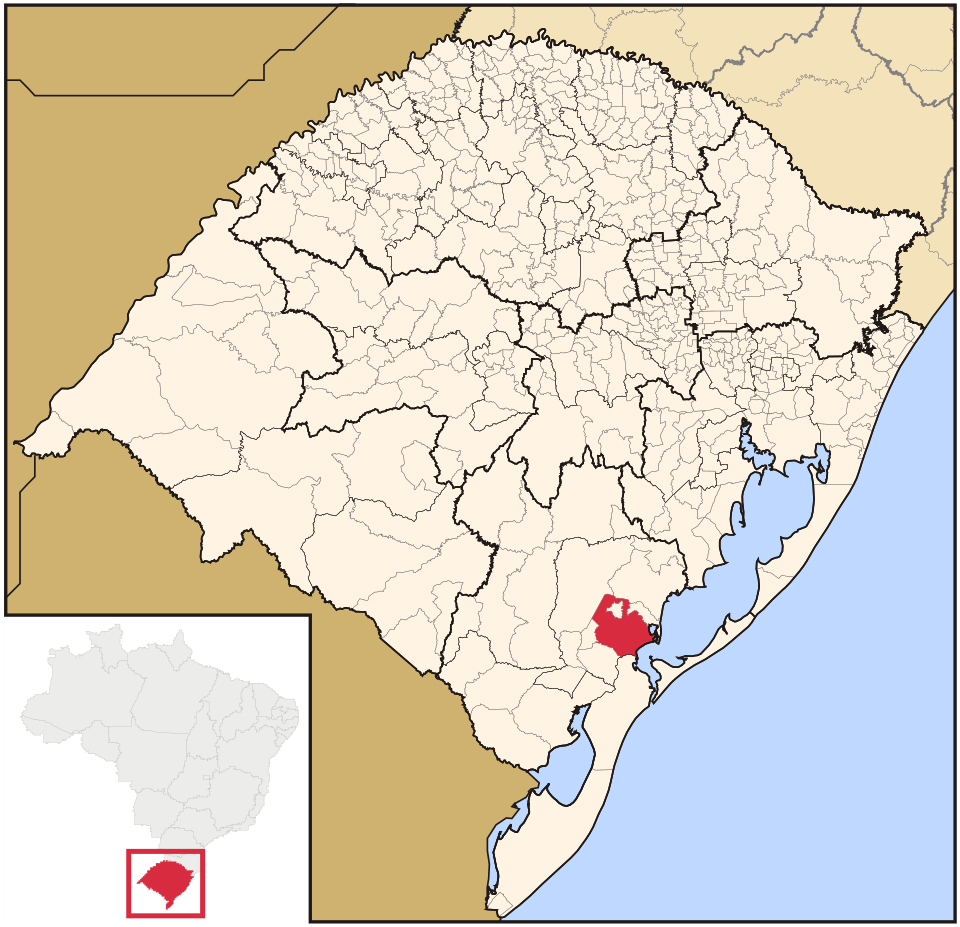 Mapa de localização de Pelotas em RS