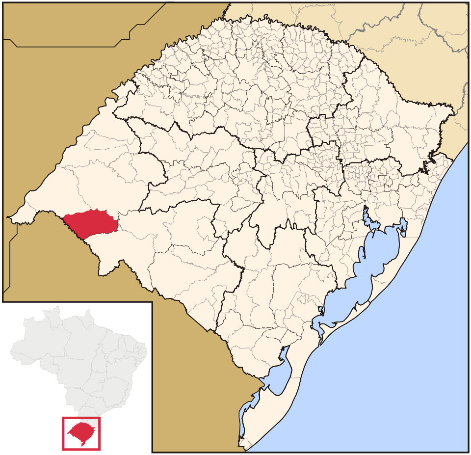 Mapa de localização de Quaraí em RS