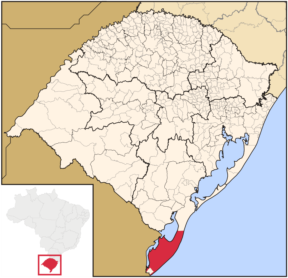Mapa de localização de Santa Vitória do Palmar em RS