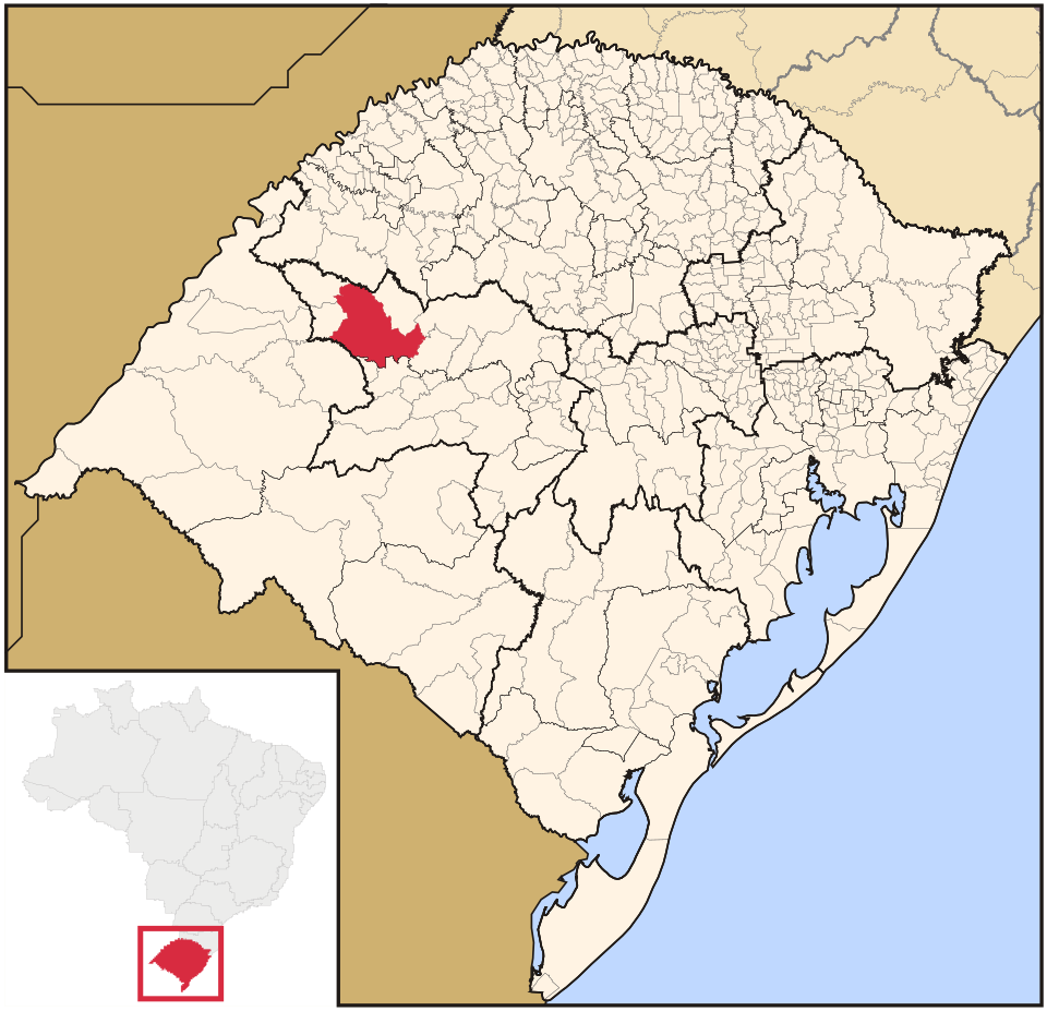 Mapa de localização de Santiago em RS