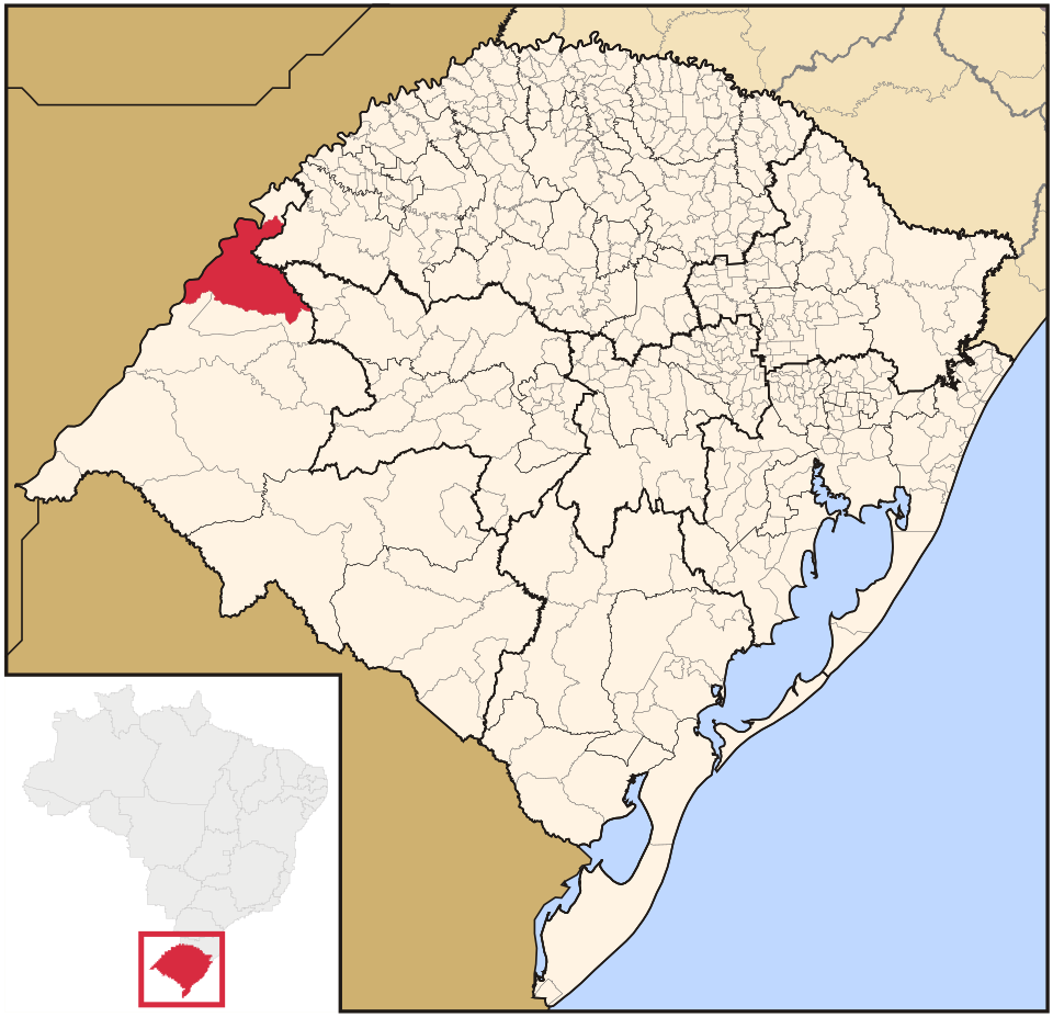 Mapa de localização de São Borja em RS