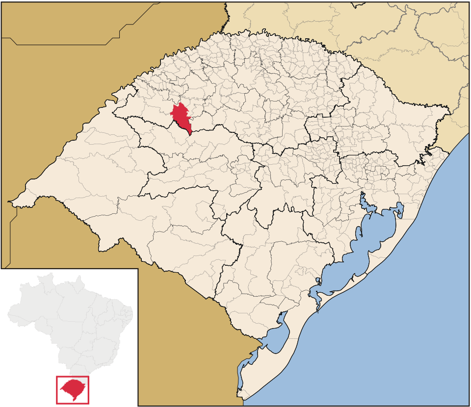 Mapa de localização de São Miguel das Missões em RS