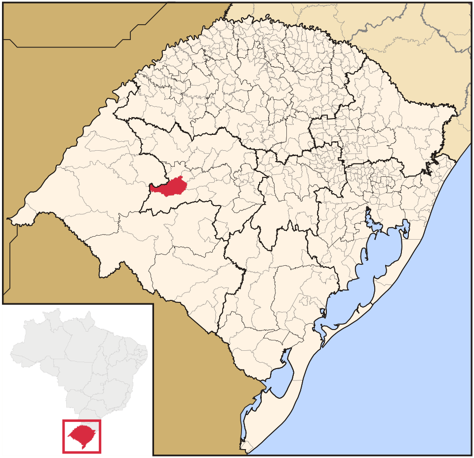 Mapa de localização de São Vicente do Sul em RS