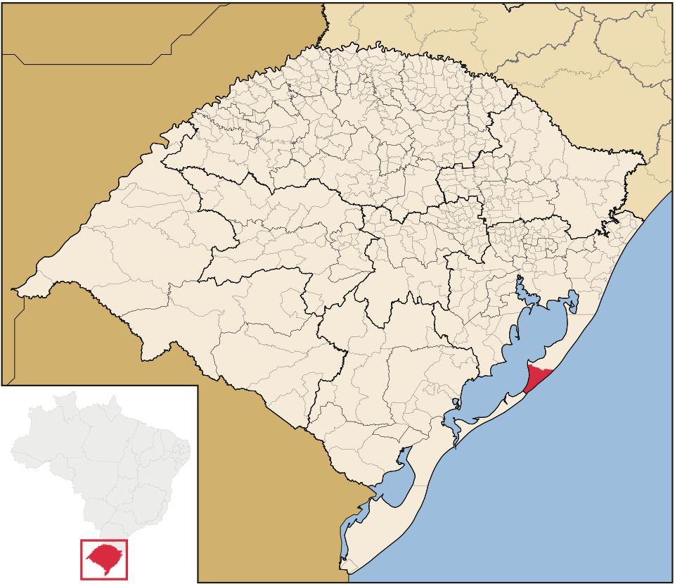 Mapa de localização de Tavares em RS