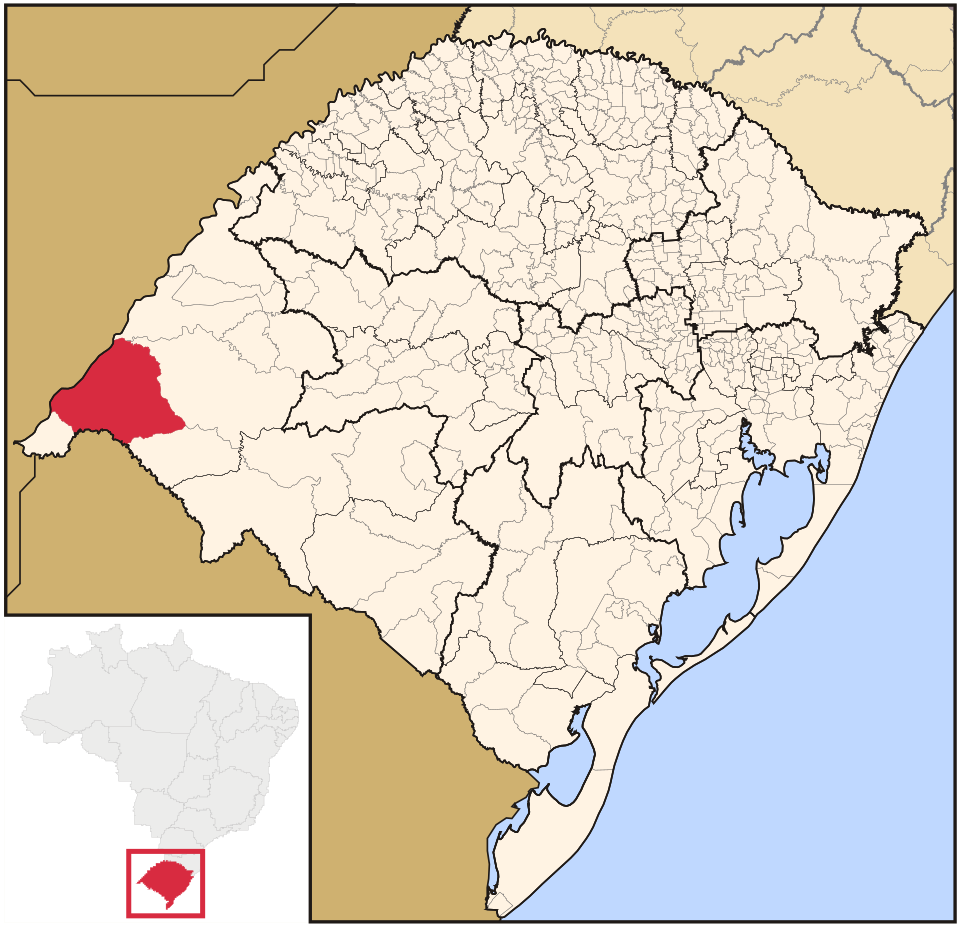 Mapa de localização de Uruguaiana em RS