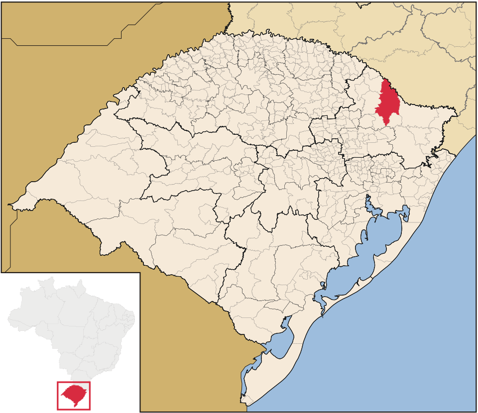 Mapa de localização de Vacaria em RS
