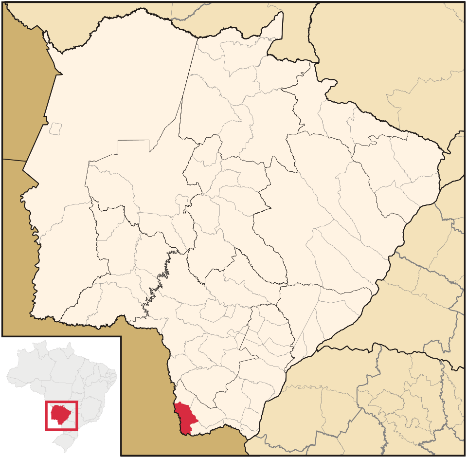 Mapa de localização de Paranhos em MS