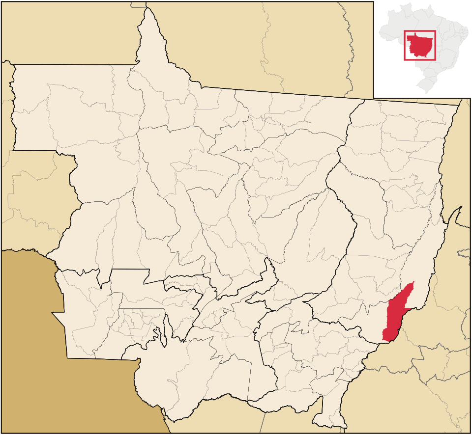 Mapa de localização de Araguaiana em MT