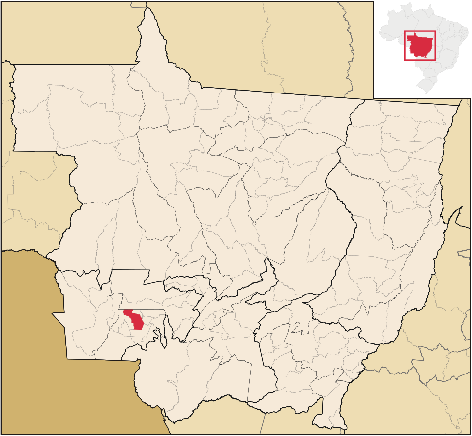 Mapa de localização de Araputanga em MT