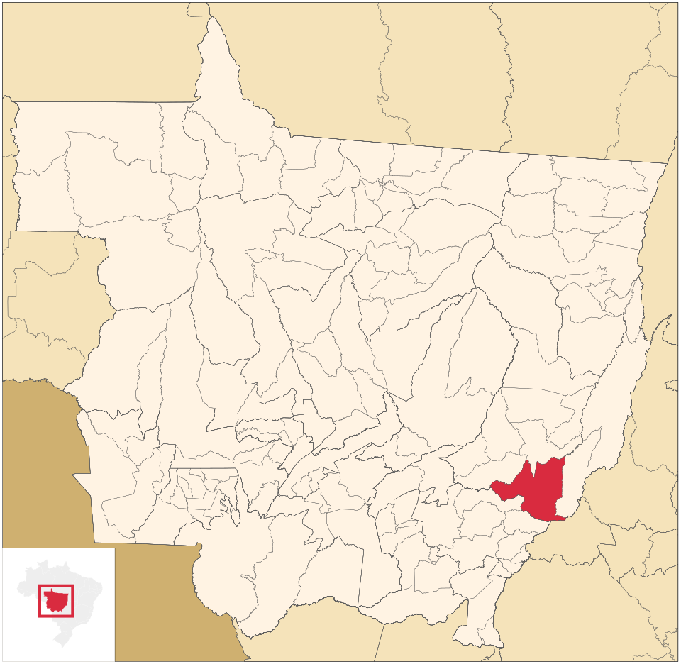 Mapa de localização de Barra do Garças em MT