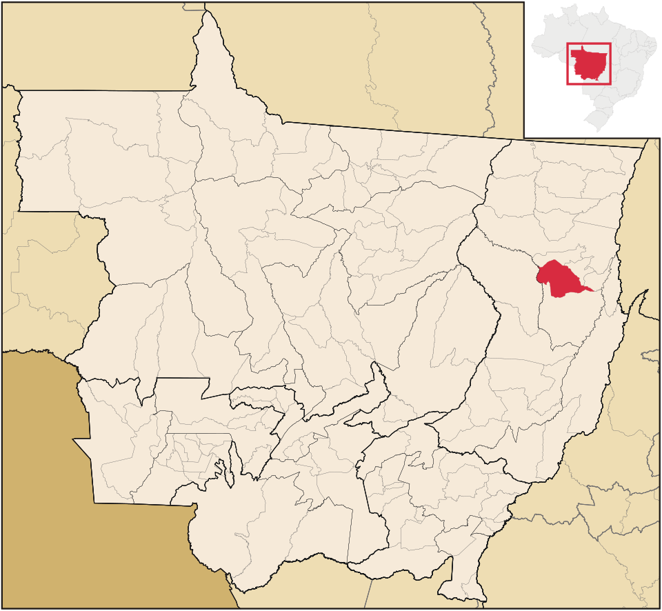 Mapa de localização de Bom Jesus do Araguaia em MT