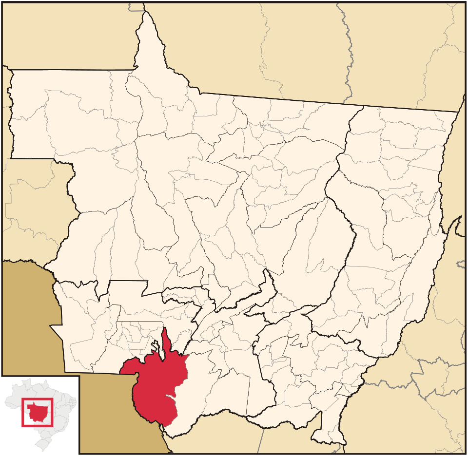 Mapa de localização de Cáceres em MT