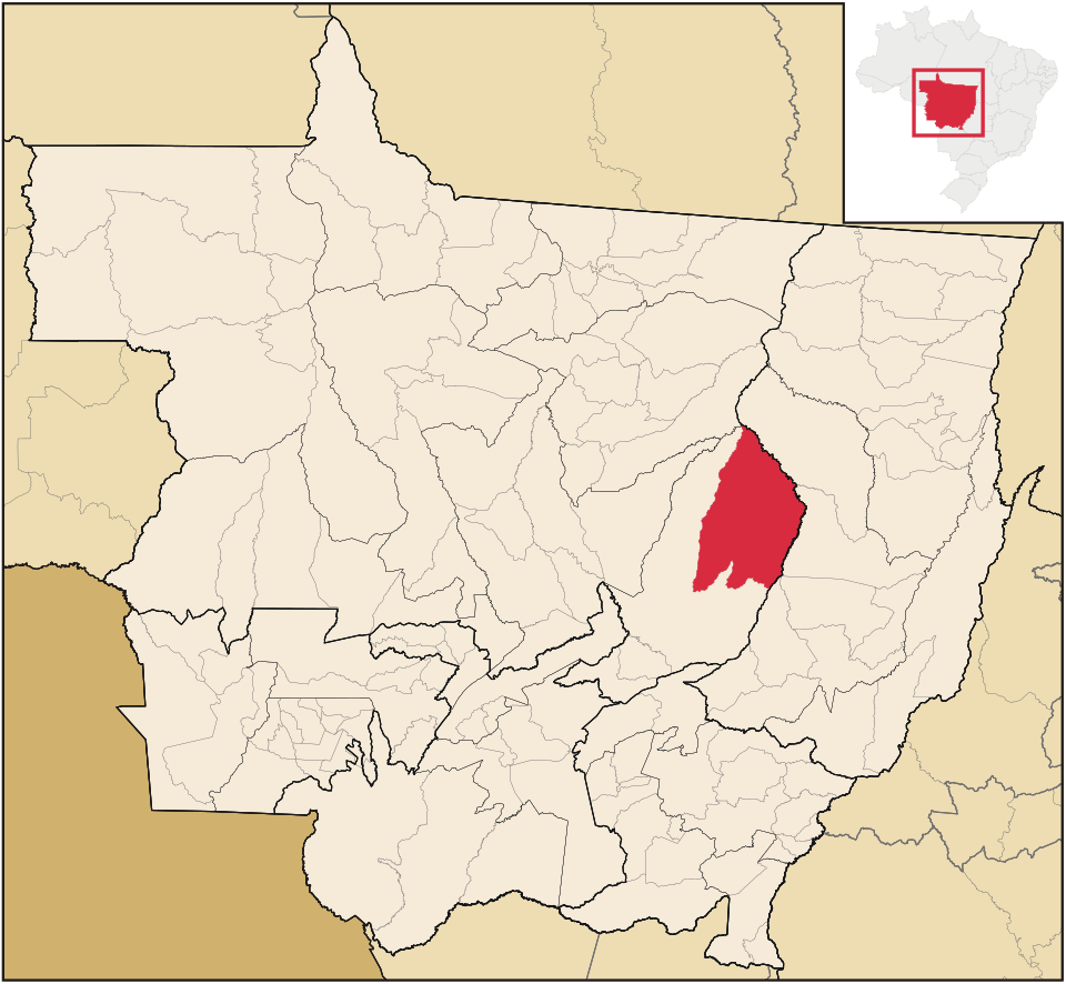 Mapa de localização de Gaúcha do Norte em MT