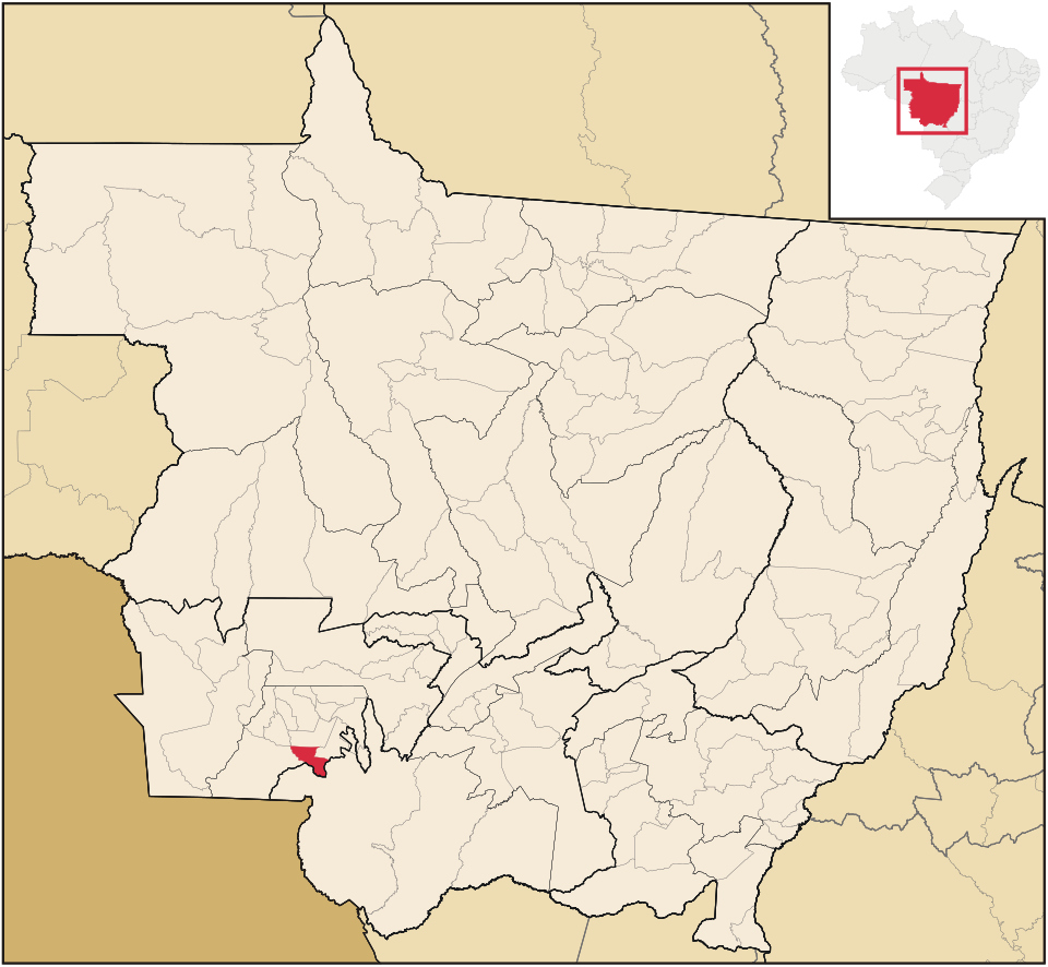 Mapa de localização de Glória D'Oeste em MT