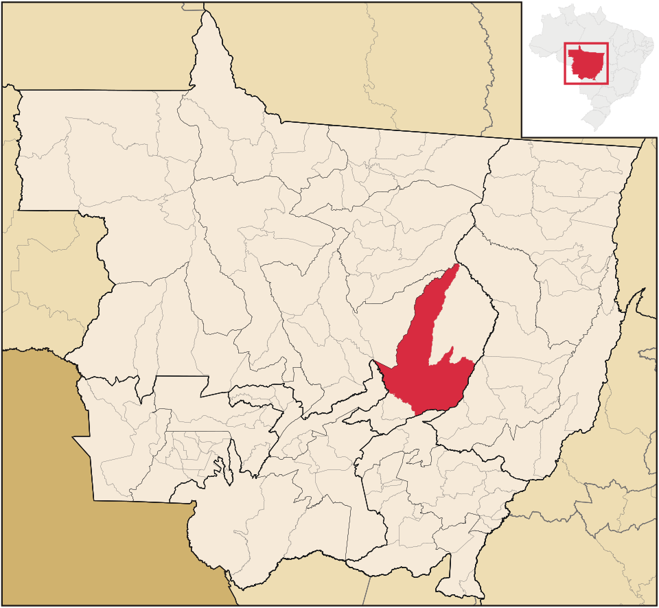 Mapa de localização de Paranatinga em MT