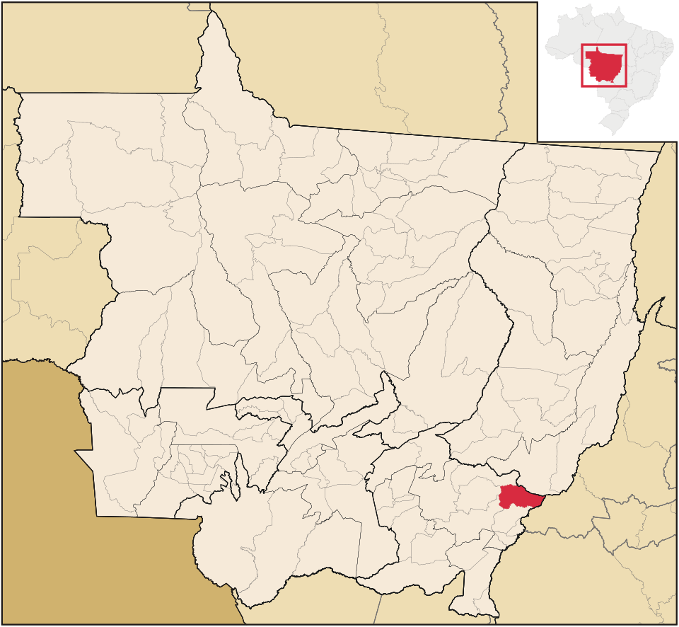 Mapa de localização de Pontal do Araguaia em MT