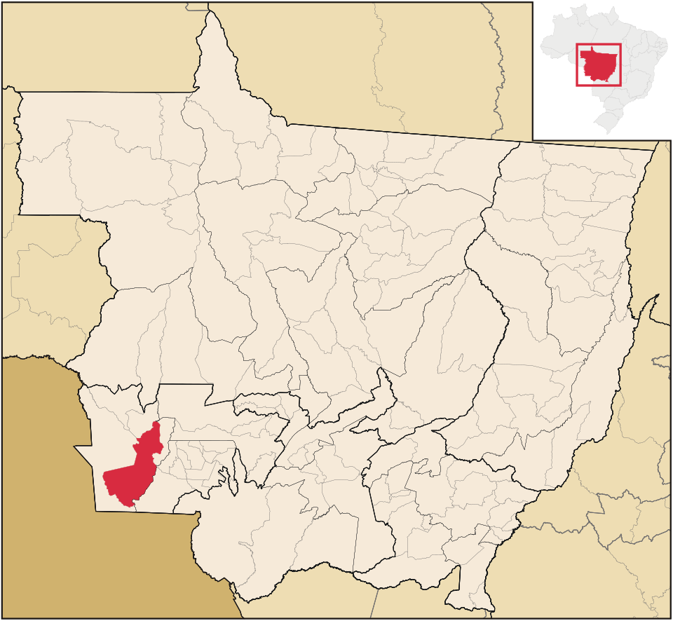 Mapa de localização de Pontes e Lacerda em MT