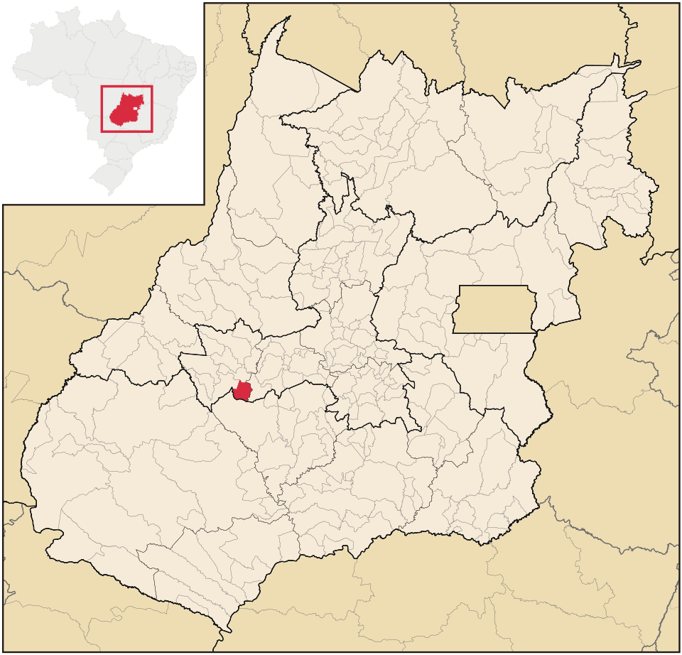 Mapa de localização de Cachoeira de Goiás em GO