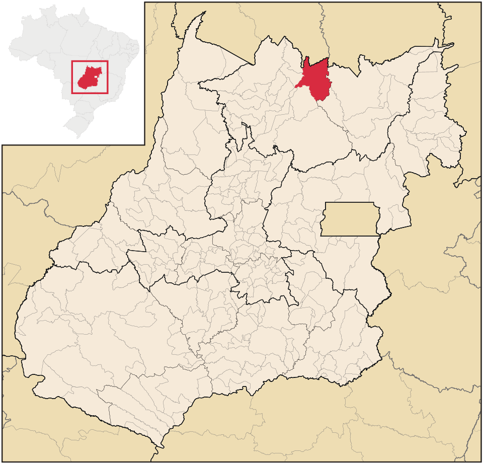Mapa de localização de Minaçu em GO